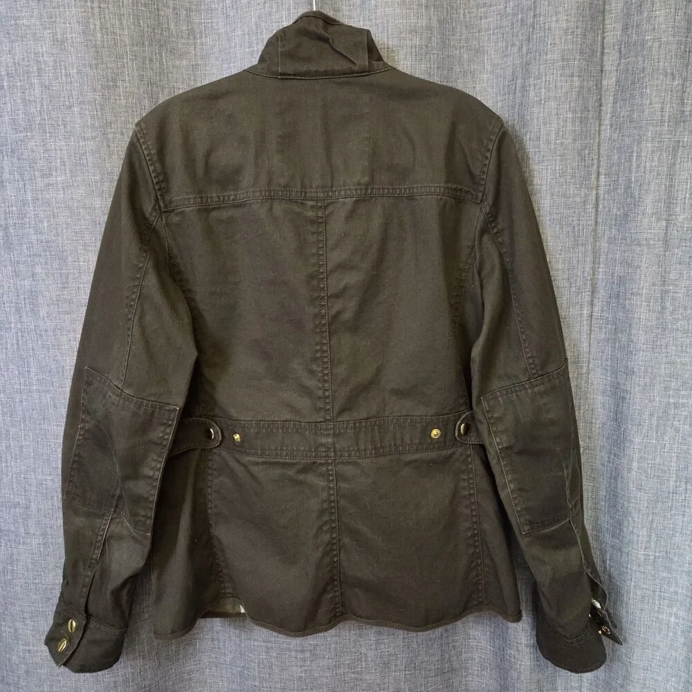 J. Crew Relaxed Boyfriend Field Jacket Lt Resin Coated Womens S Moss 27584